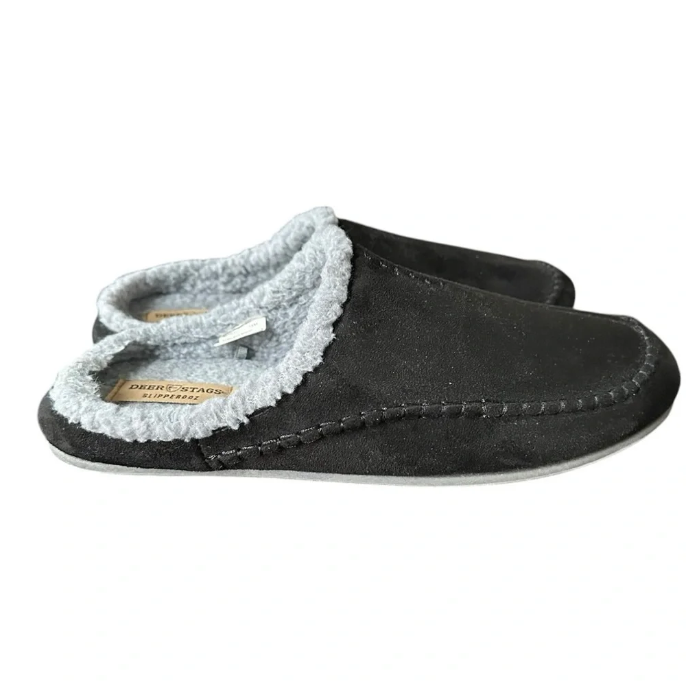 Deer Stags Men’s Nordic Faux Fur Flannel Slipper Indoor/Outdoor Sole Gray Sz 15